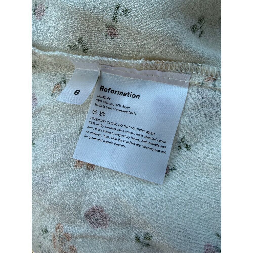 Reformation Lumiere Women’s Size 6 Spring Floral Mini Dress Square Neckline Crea - Picture 4 of 4